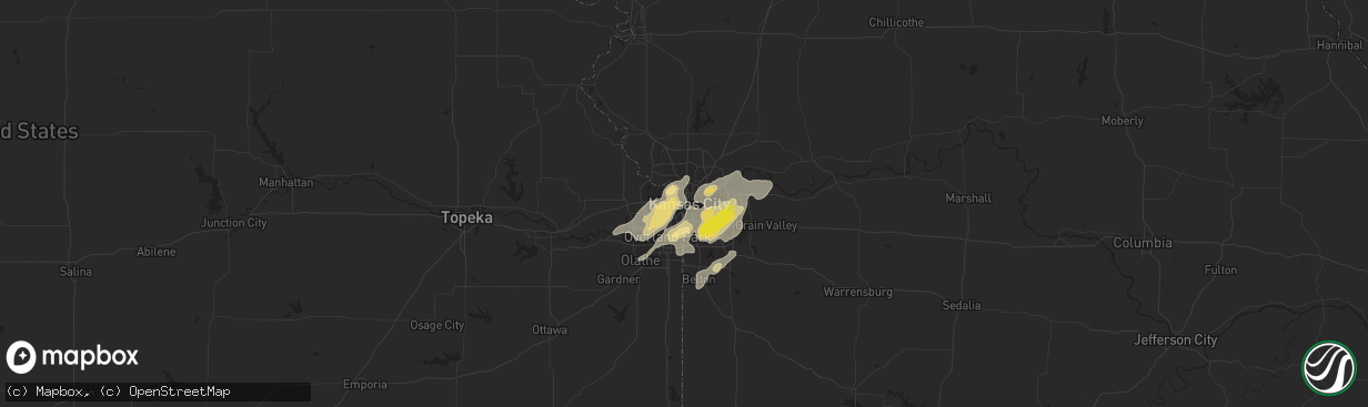 Hail map in Kansas City, MO on August 28, 2018