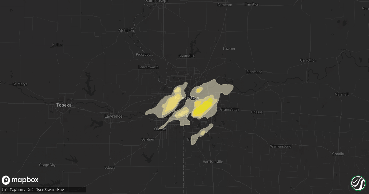 Hail map in Kansas City, MO on August 28, 2018