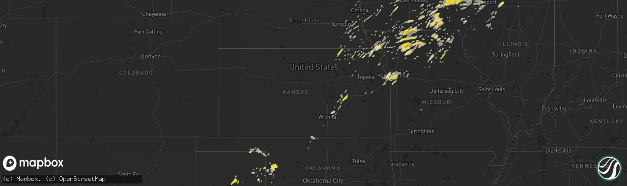 Hail map in Kansas on August 28, 2018