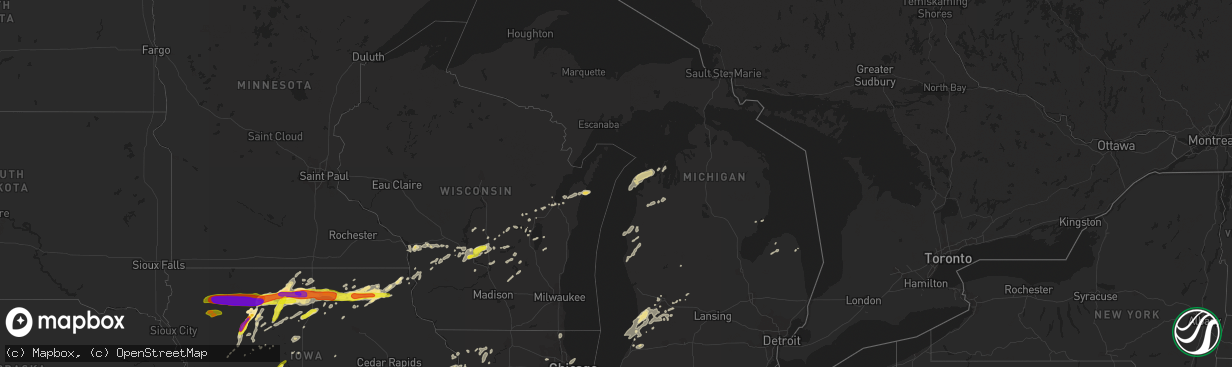 Hail map in Michigan on August 28, 2018