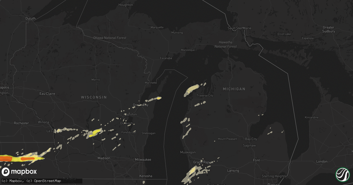 Hail map in Michigan on August 28, 2018