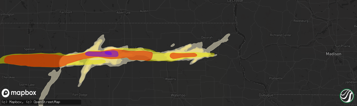 Hail map in New Hampton, IA on August 28, 2018