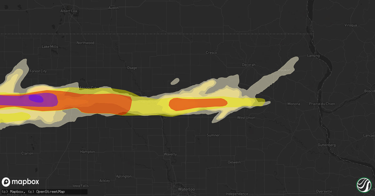 Hail map in New Hampton, IA on August 28, 2018