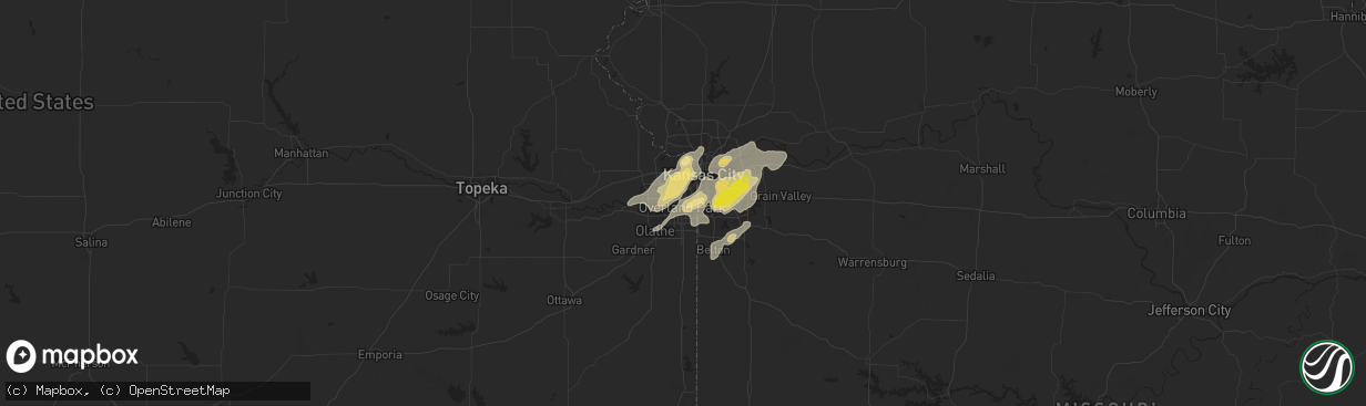 Hail map in Overland Park, KS on August 28, 2018