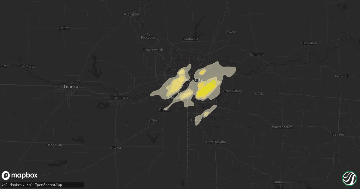 Hail map in Overland Park, KS on August 28, 2018