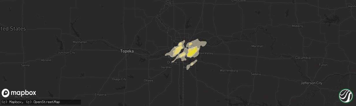 Hail map in Shawnee, KS on August 28, 2018