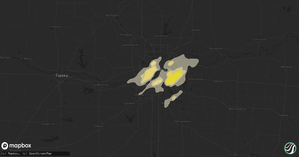 Hail map in Shawnee, KS on August 28, 2018