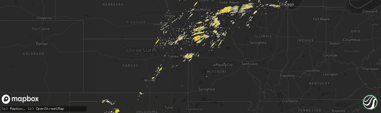 Hail map on August 28, 2018