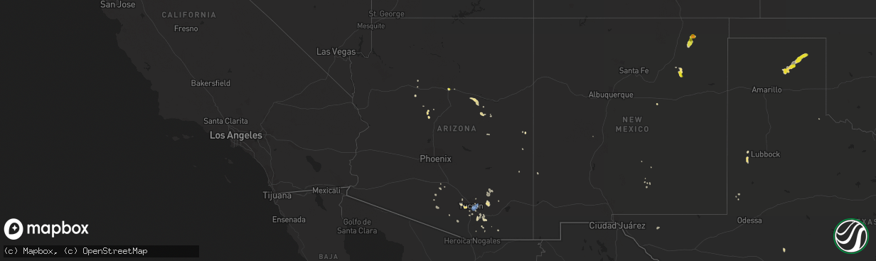 Hail map in Arizona on August 28, 2019