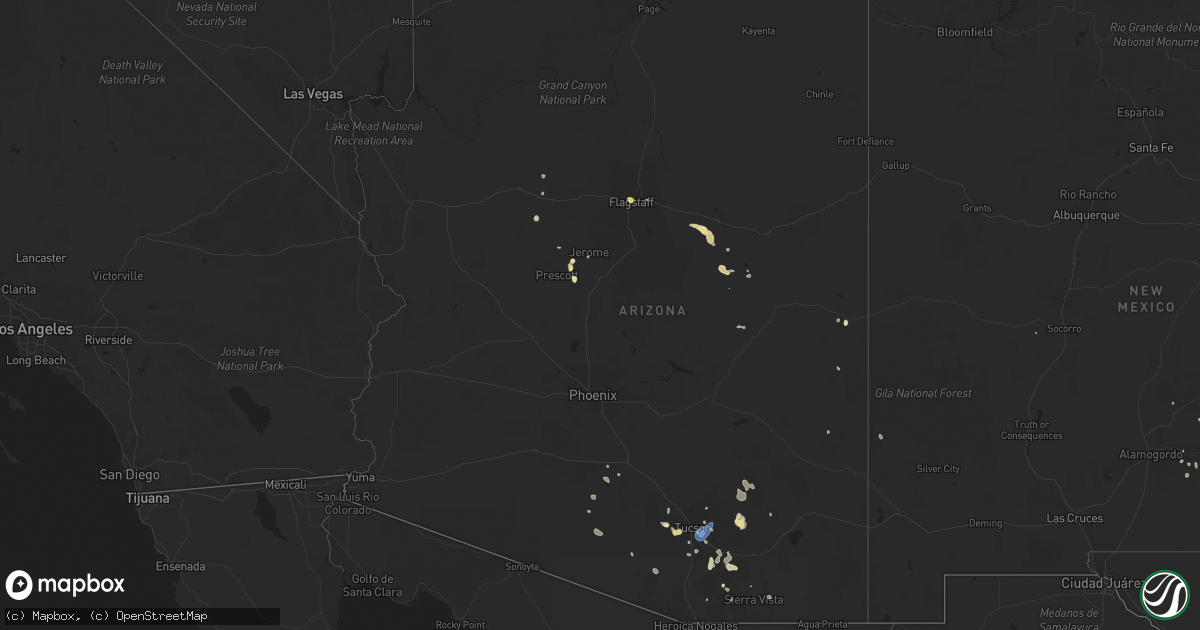 Hail map in Arizona on August 28, 2019