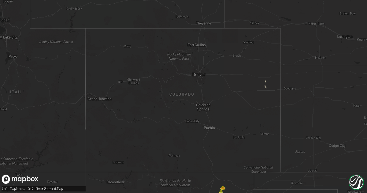 Hail map in Colorado on August 28, 2019
