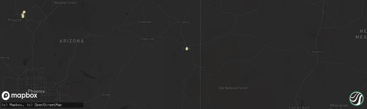 Hail map in Eagar, AZ on August 28, 2019