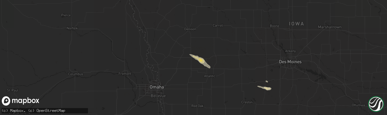 Hail map in Harlan, IA on August 28, 2019