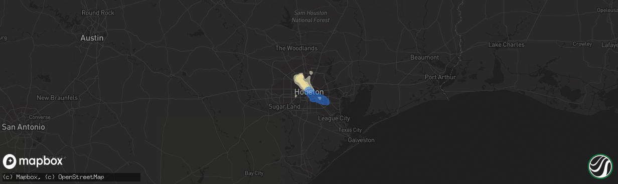 Hail map in Houston, TX on August 28, 2019