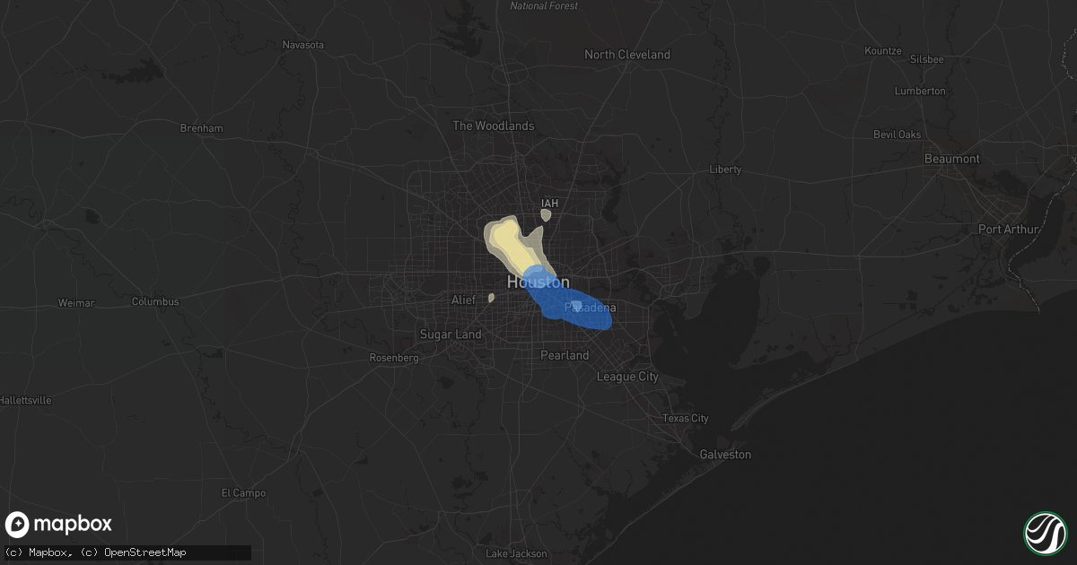 Hail map in Houston, TX on August 28, 2019