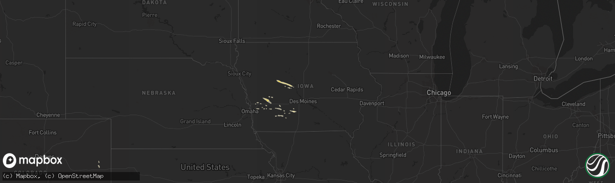 Hail map in Iowa on August 28, 2019