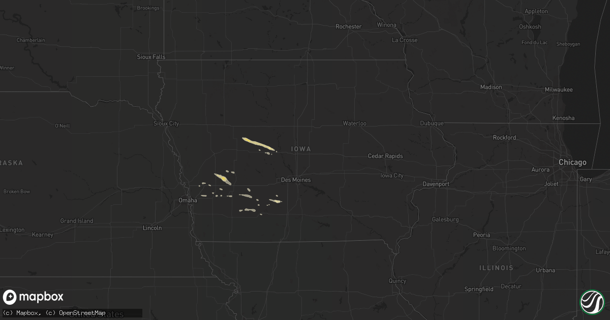 Hail map in Iowa on August 28, 2019