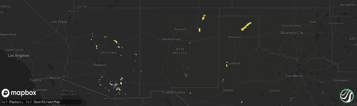 Hail map in New Mexico on August 28, 2019