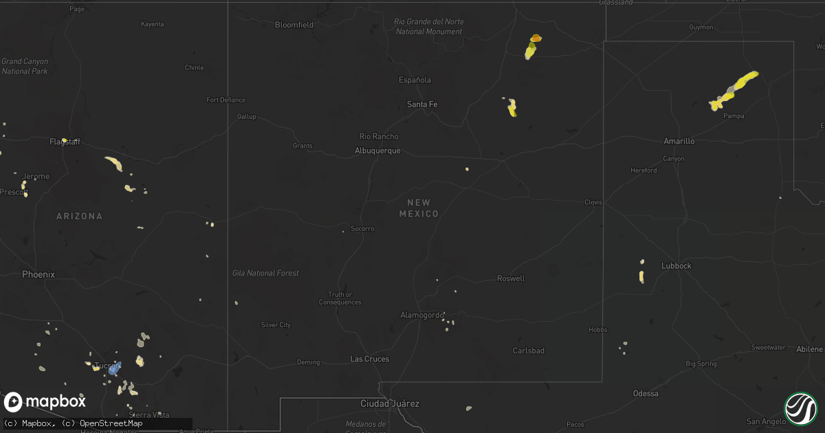 Hail map in New Mexico on August 28, 2019