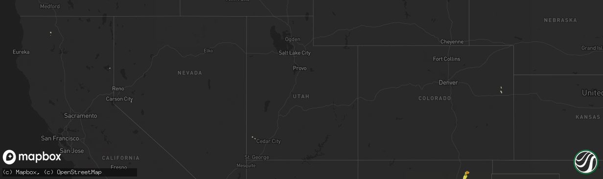 Hail map in Utah on August 28, 2019