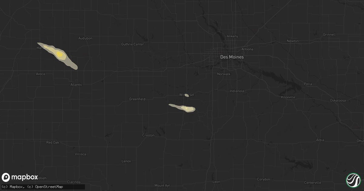 Hail map in Winterset, IA on August 28, 2019