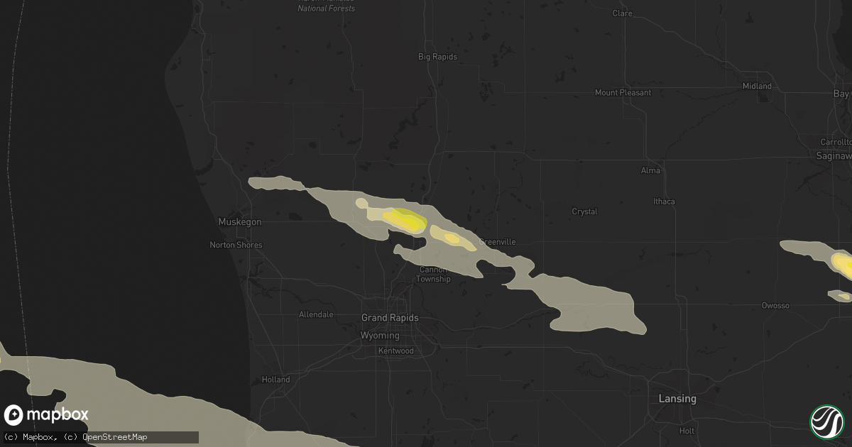 Hail map in Cedar Springs, MI on August 28, 2020