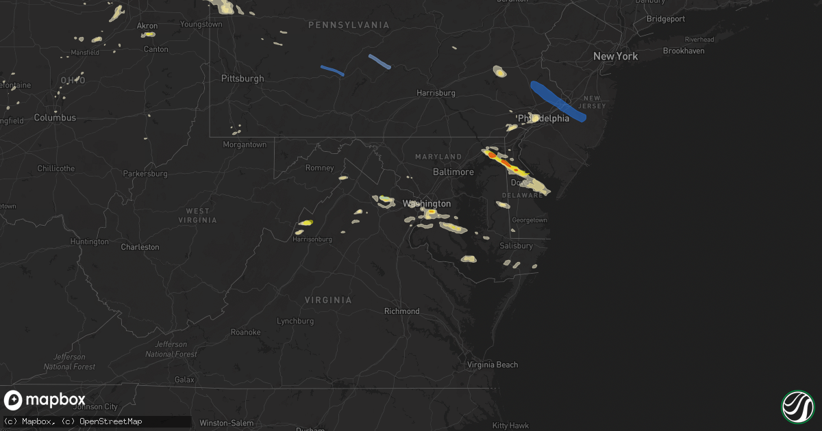 Hail map in Delaware on August 28, 2020