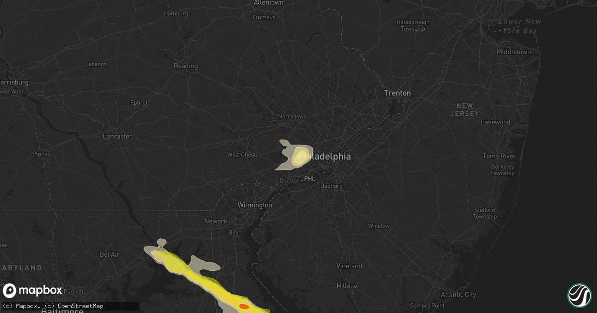 Hail map in Drexel Hill, PA on August 28, 2020