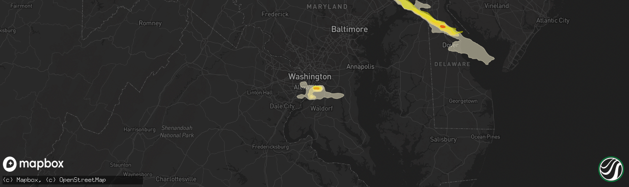 Hail map in Fort Washington, MD on August 28, 2020