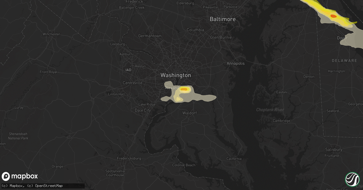 Hail map in Fort Washington, MD on August 28, 2020