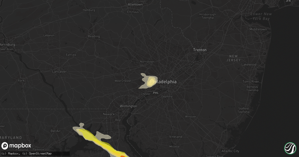 Hail map in Havertown, PA on August 28, 2020