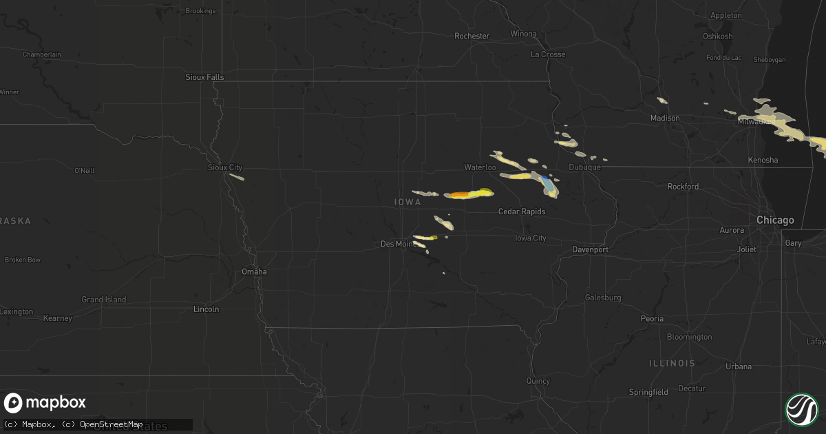 Hail map in Iowa on August 28, 2020