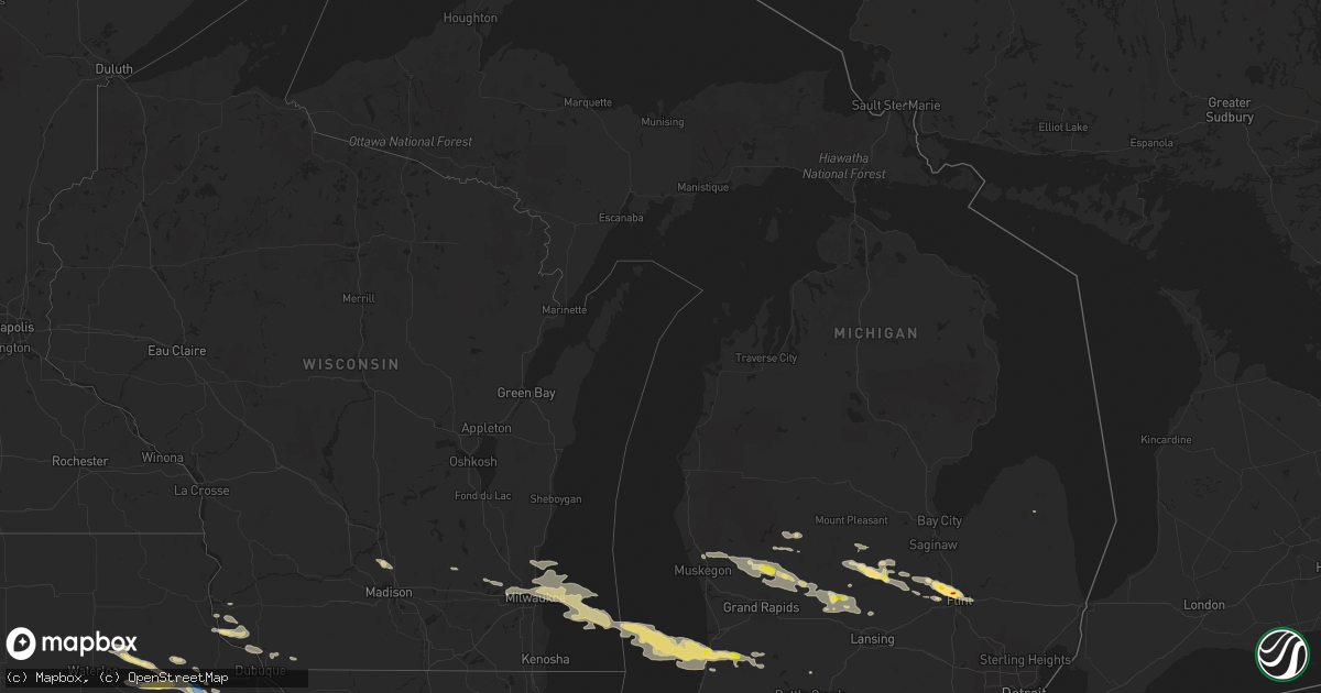 Hail map in Michigan on August 28, 2020