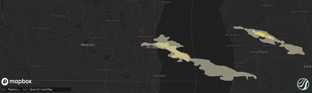 Hail map in Milwaukee, WI on August 28, 2020
