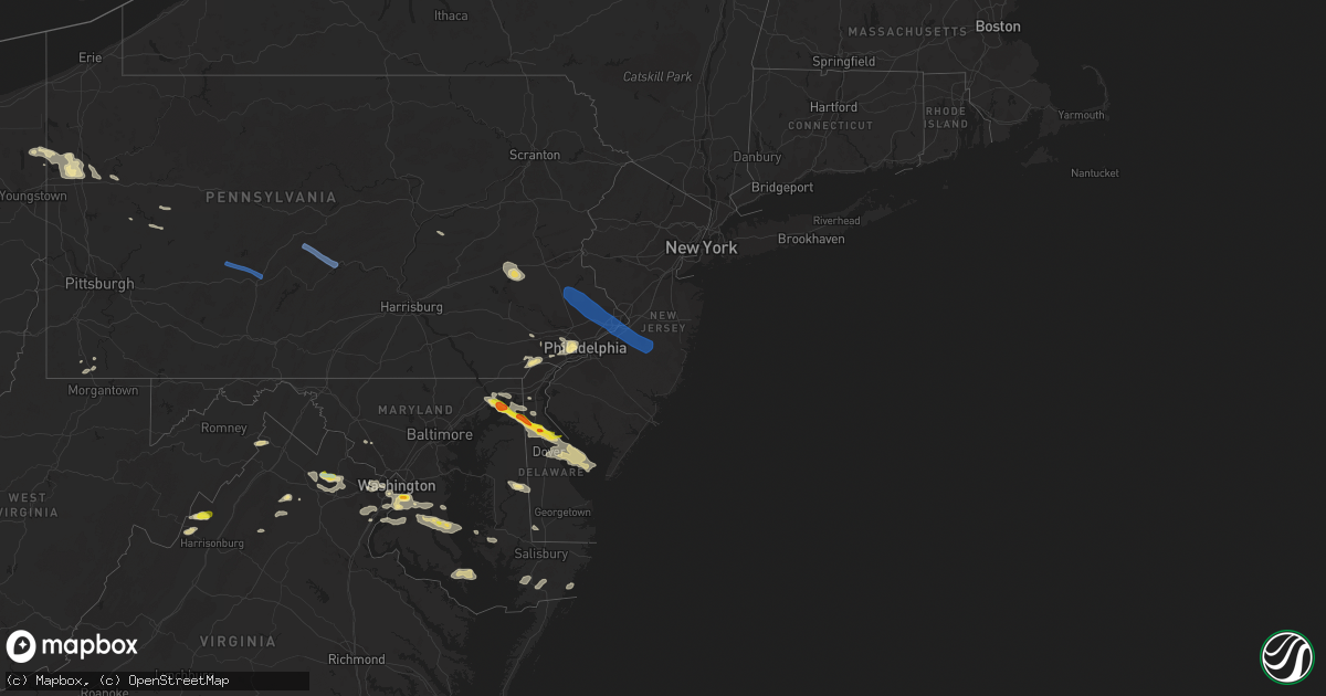 Hail map in New Jersey on August 28, 2020