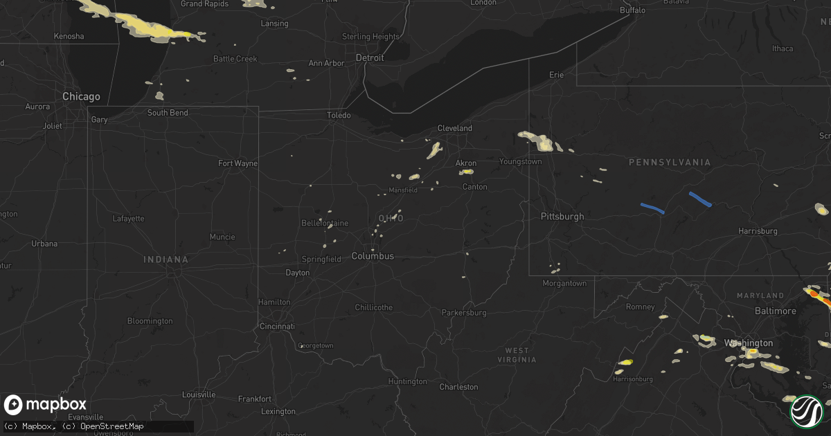 Hail map in Ohio on August 28, 2020
