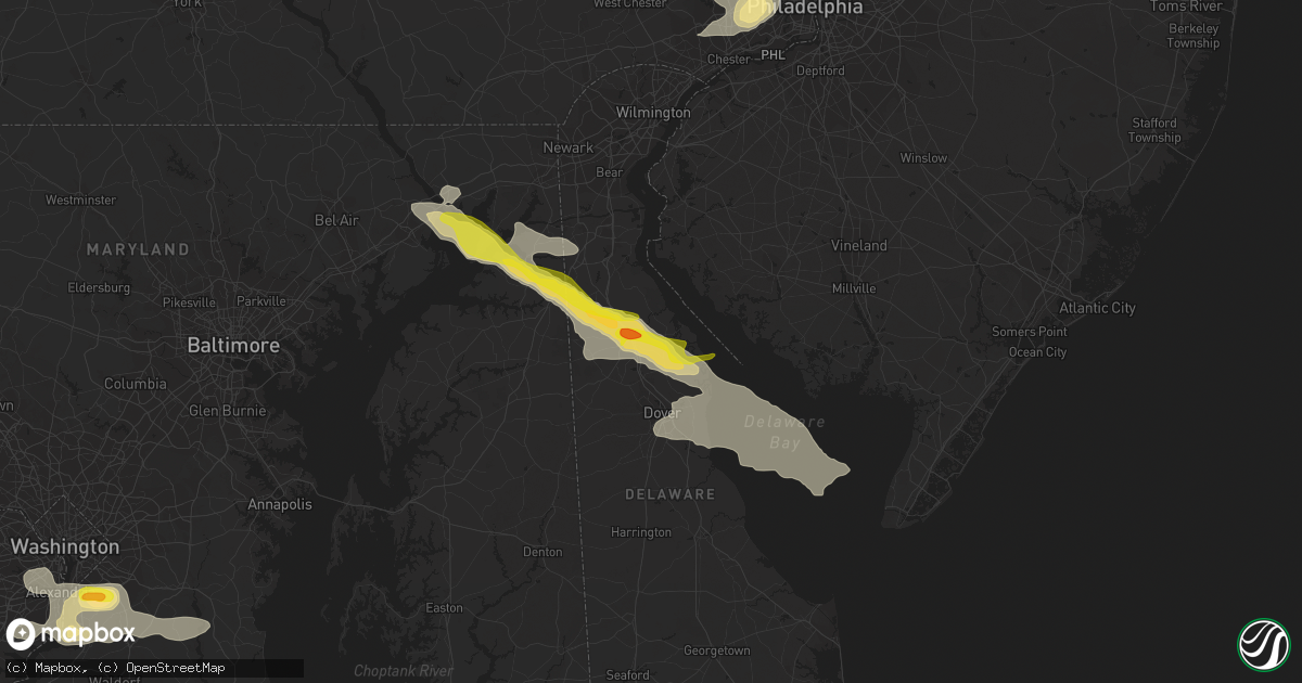 Hail map in Smyrna, DE on August 28, 2020