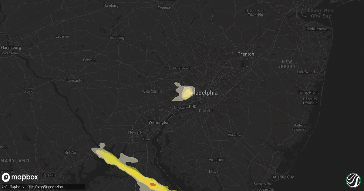 Hail map in Springfield, PA on August 28, 2020