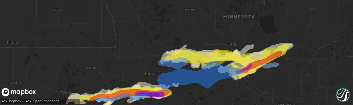 Hail map in Alexandria, MN on August 28, 2021