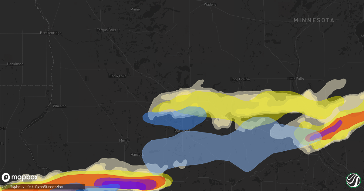 Hail map in Alexandria, MN on August 28, 2021