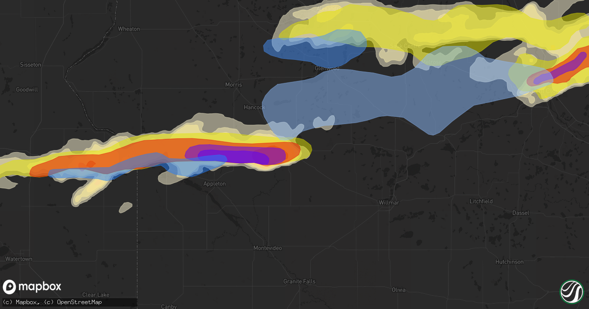 Hail map in Benson, MN on August 28, 2021