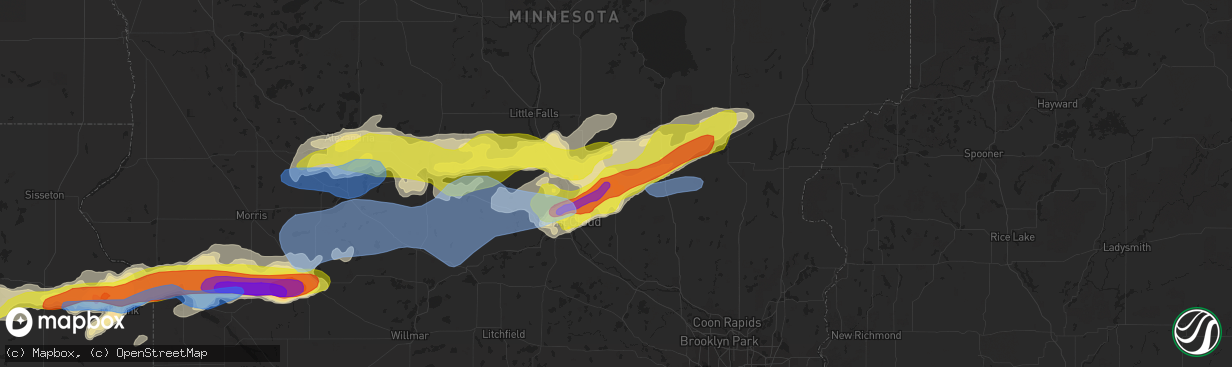 Hail map in Foley, MN on August 28, 2021