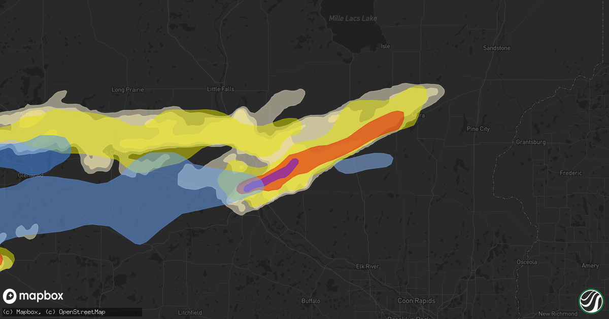 Hail map in Foley, MN on August 28, 2021