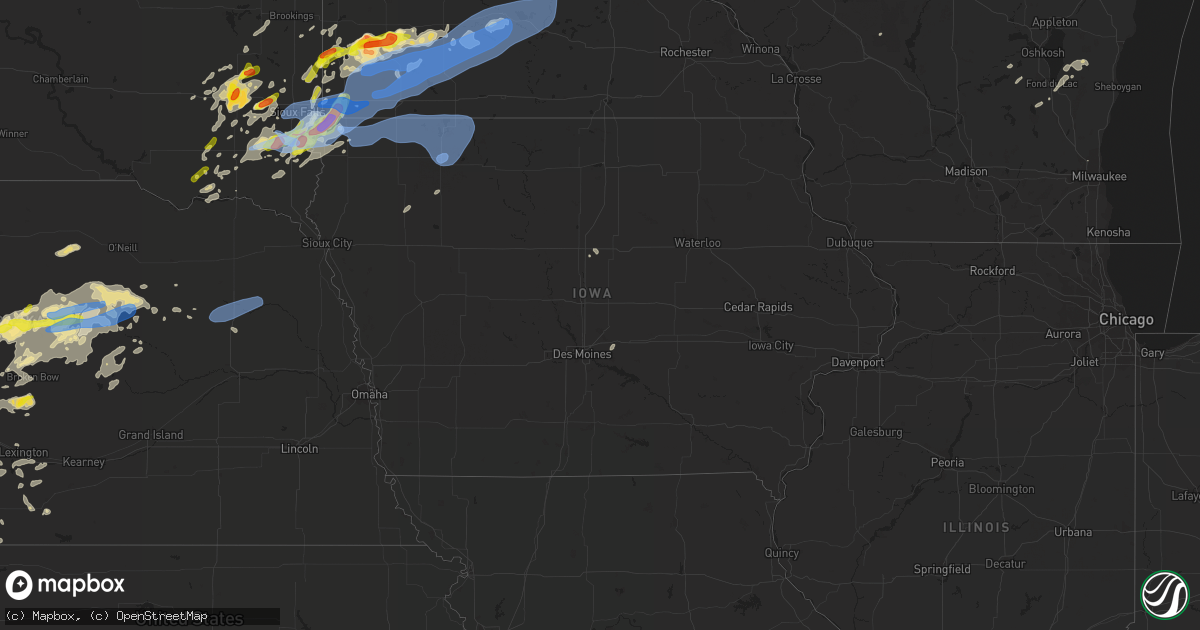 Hail map in Iowa on August 28, 2021