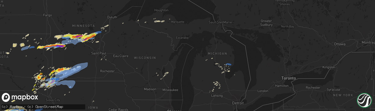 Hail map in Michigan on August 28, 2021