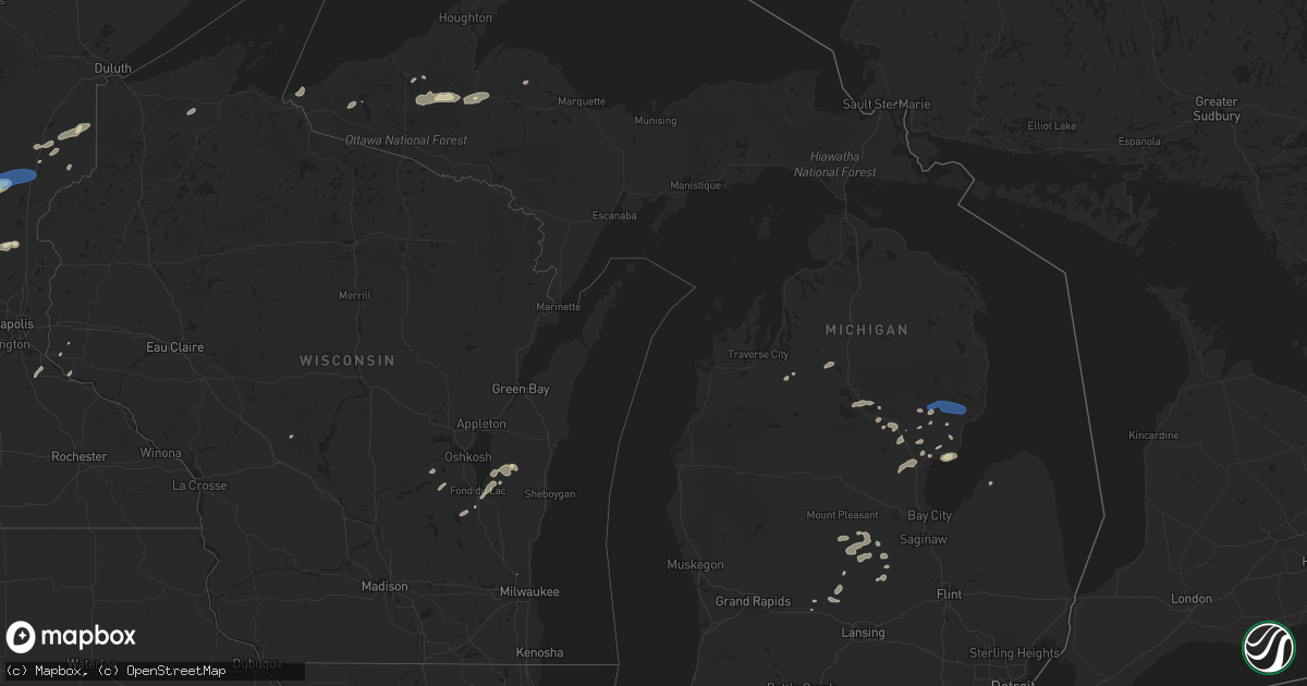 Hail map in Michigan on August 28, 2021
