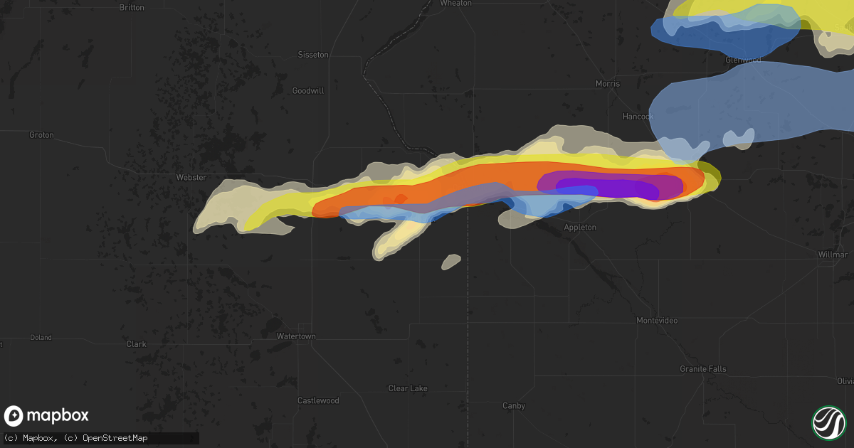 Hail map in Milbank, SD on August 28, 2021
