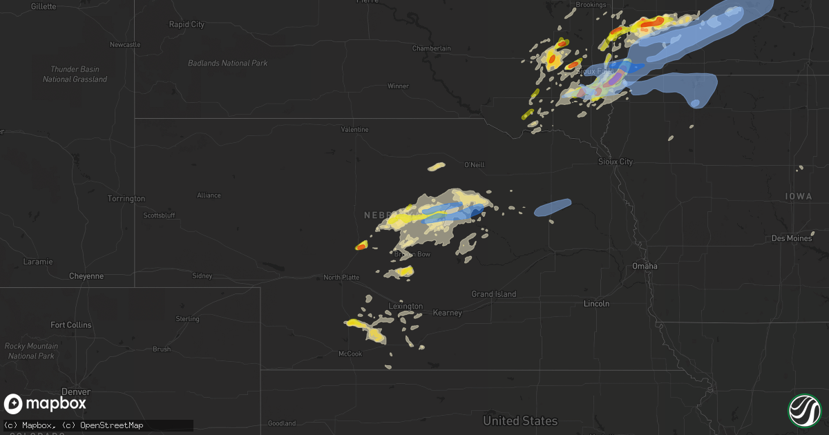 Hail map in Nebraska on August 28, 2021
