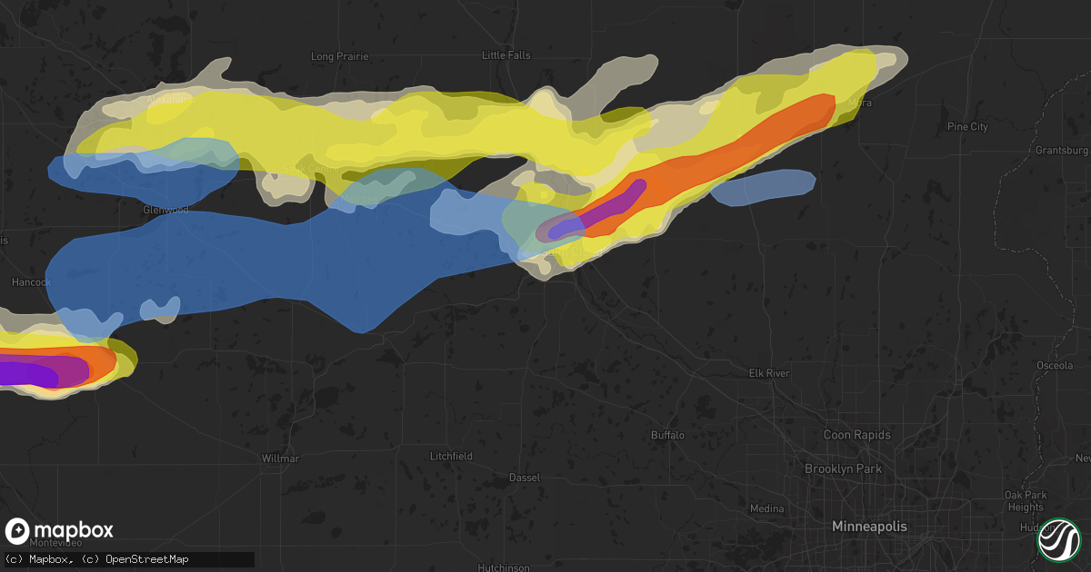 Hail map in Saint Cloud, MN on August 28, 2021