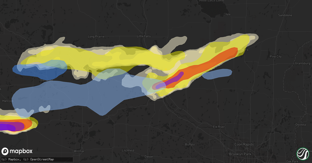 Hail map in Sartell, MN on August 28, 2021
